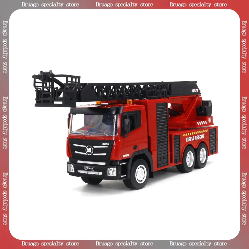 

HUINA 1361 девятиканальный пожарно-спасательный лестничный грузовик из полусплава с дистанционным управлением, инженерная модель автомобиля, игрушка, высококачественная коллекционная модель