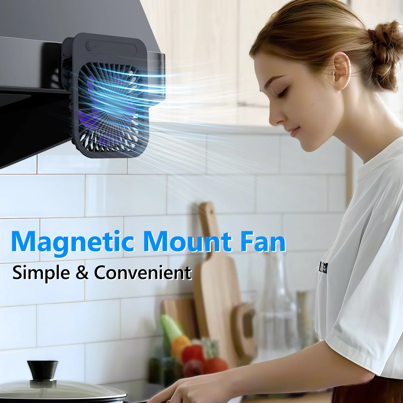 Eary 1200mAh Magnetic Ultra Thin Fan Portable Mini Fan for Kitchen Desktop 4 Speeds Wall USB Rechargeable Fans Electric Cooler