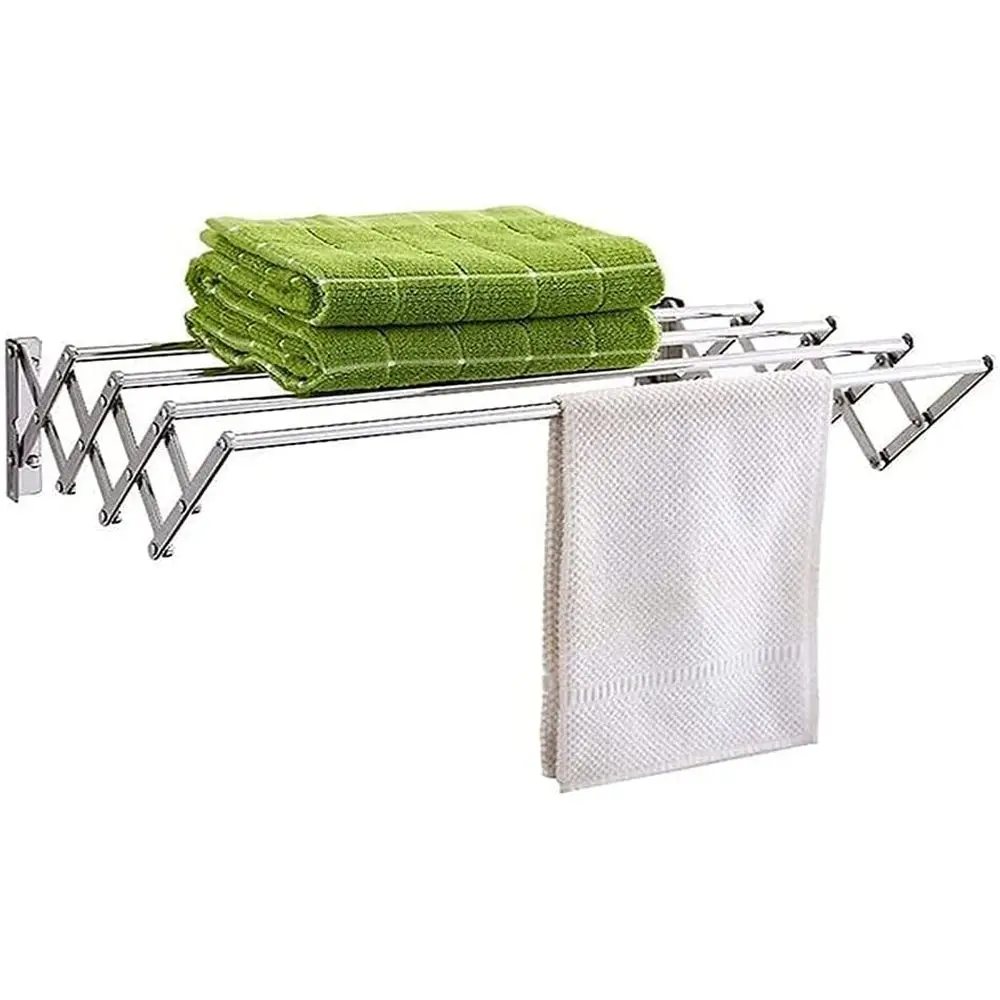 Space-Saving Wall-Mounted Clothes Drying Rack, Adjustable Indoor/Outdoor Retractable Hanger, Easy Install, 4 Tracks, 70cm