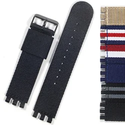 17MM19MM20mm Canvas Nylon Watchband for SWATCH Watch Belt Strap Women Men Watch Accessories Refit Bracelet Wristband Replacement