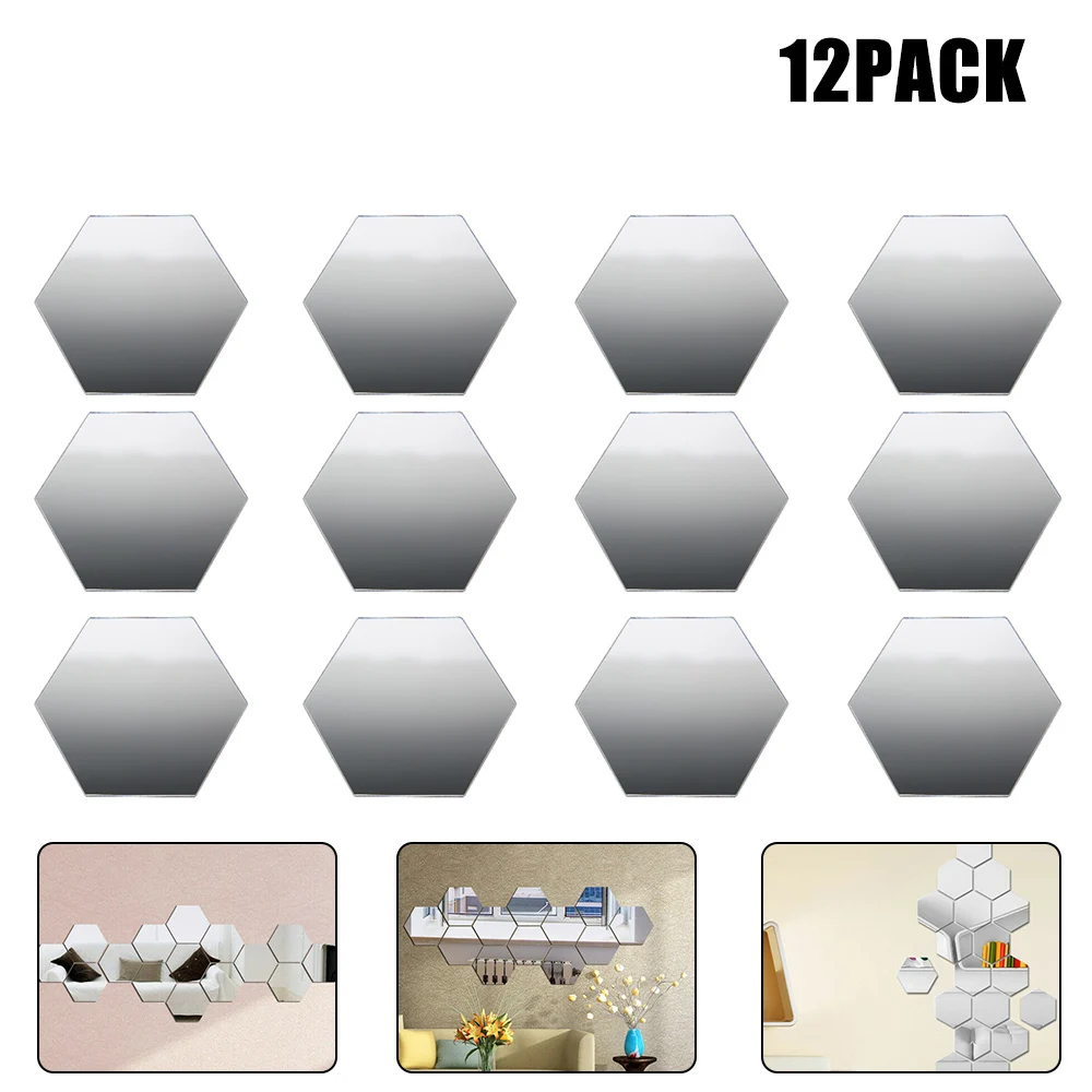 12pcs Self Adhesive Wall Sticker Diamond Shaped Acrylic Tile Stickers Peel and Stick 3D Removable Tile Wall Decals DIY Decor