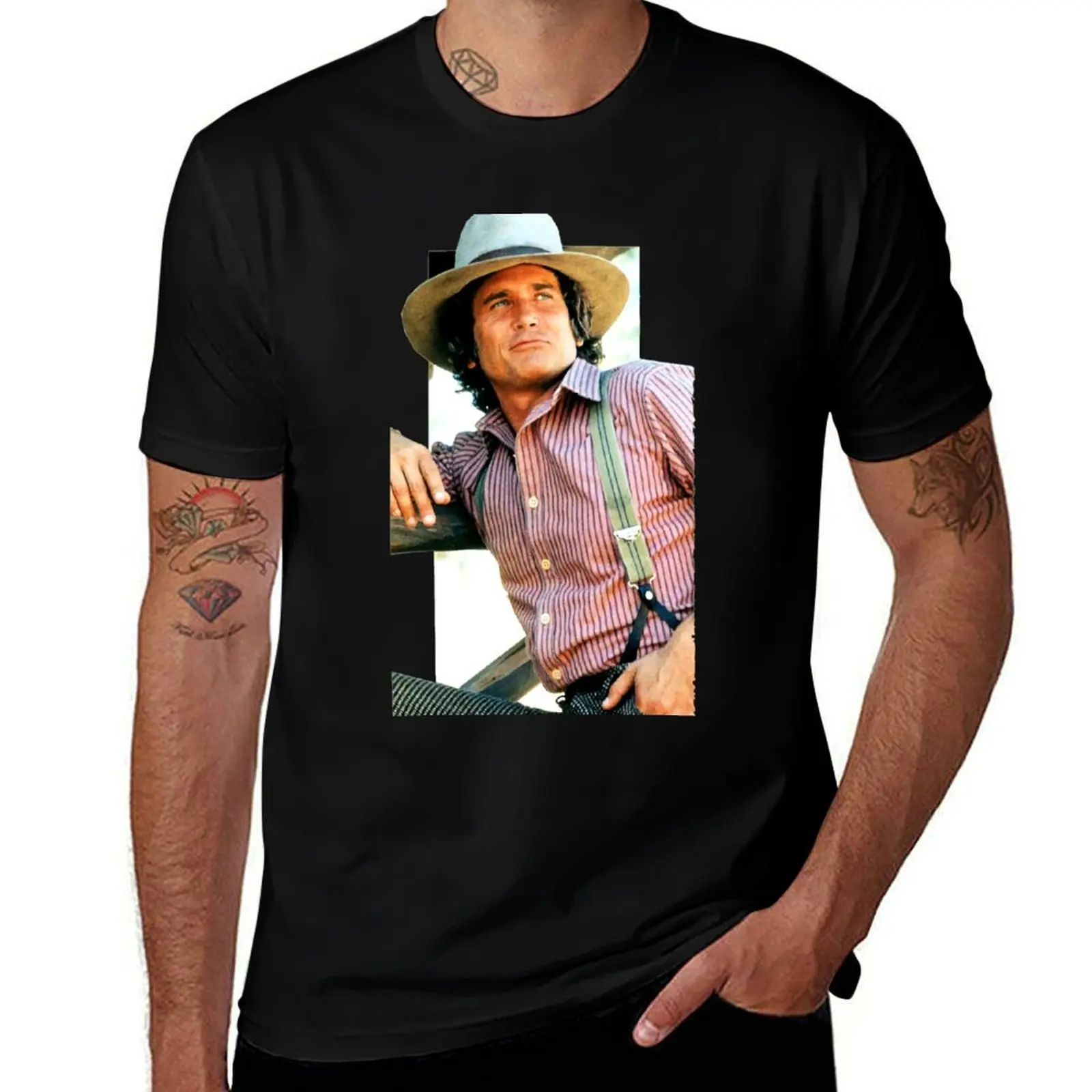 

Charles Ingalls Michael Landon Little House in The Meadow Bonanza Western T-Shirt Work Duty Casual T-Shirt