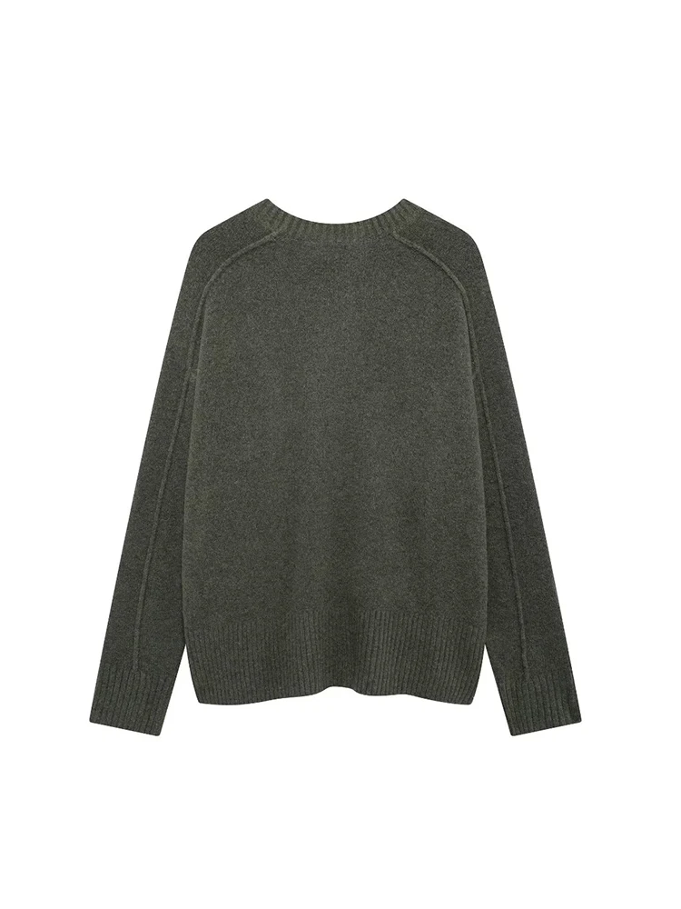 2024 Autumn/Winter New Women Casual Round Neck Long Sleeve Soft And Simple Flat Needle Knitted Sweater