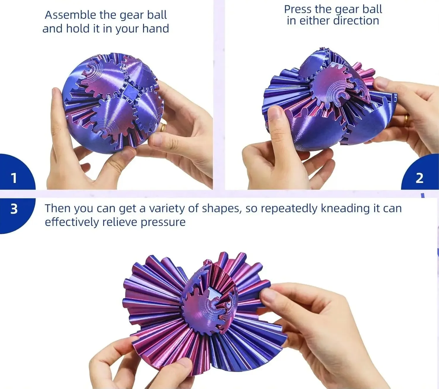 3D Printed Gear Ball Fidget Toys Spin Ball or Cube Stress Relief Desk Toy Anxiety Relax Activity For Adults Kids Gift