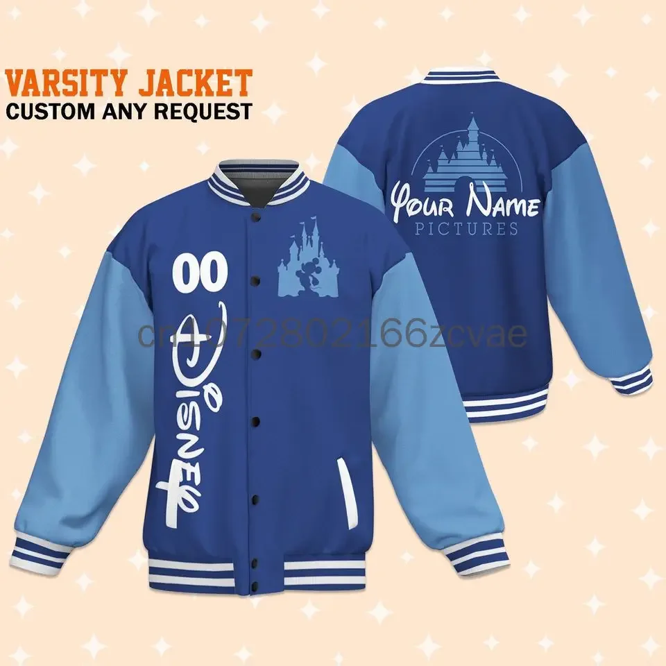 

2024 New Custom Mickey Disney Varsity Jacket Disney Casual Baseball Jacket Oversize Street Men's and Women's Jacket