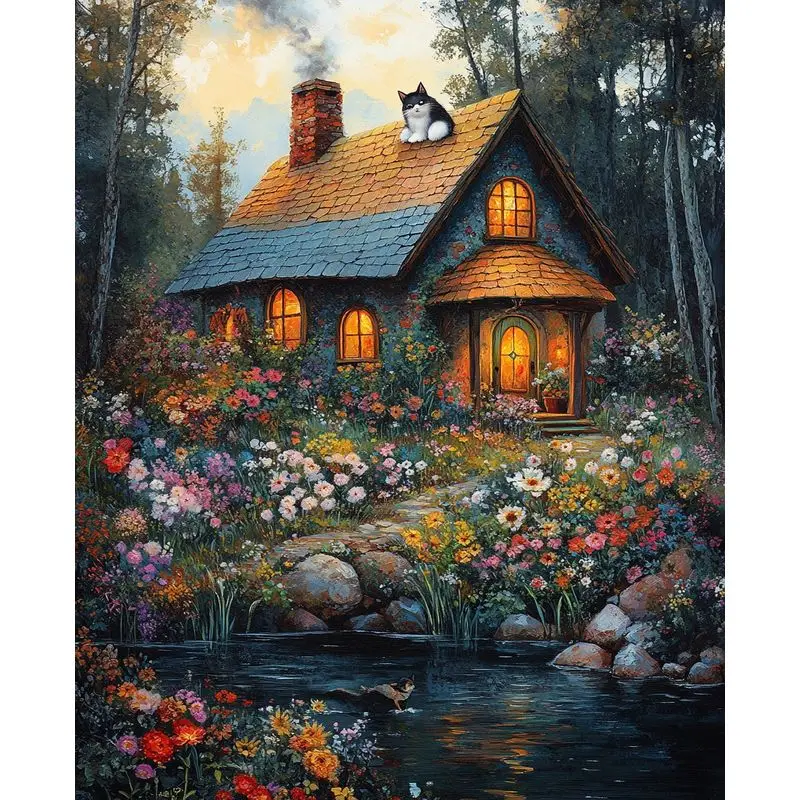 

PhotoCustom Painting By Numbers House Landscape Diy Gift For Adults Drawing By Numbers Handiwork Artwork Home Decoration
