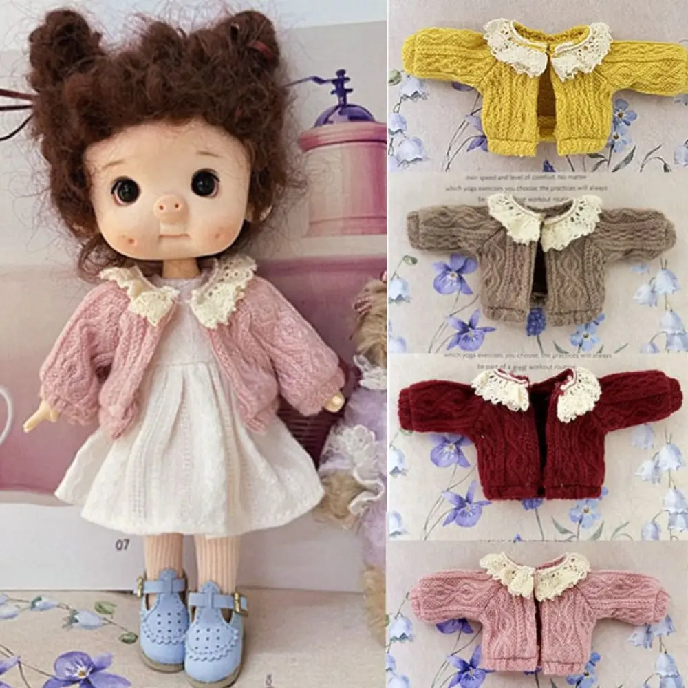 Multi-colored Mini Knitted Sweater Doll Handmade Lace Cardigans For OB11 Dolls Accessories Clothes for 1/11 1/12 Dolls Kids Toys