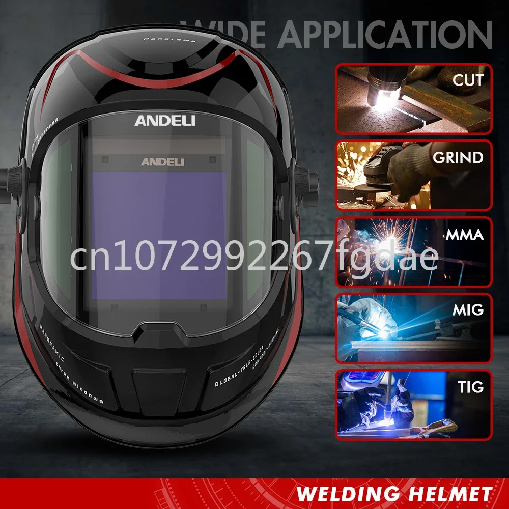 Automatic Dimming Welding Helmet Large Screen 180 View True Color Solar Welding Mask 4 ARC Sensors 1/1/2 Optical Welding Mask