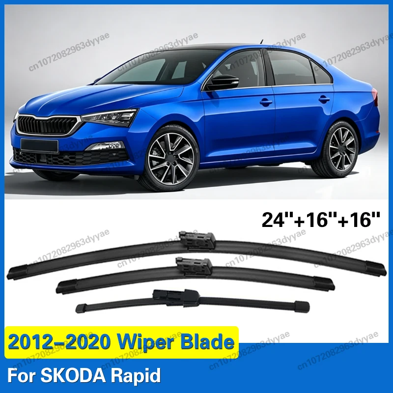 

For SKODA Rapid 2012-2020 Front Rear Windshield Wiper Blades 3pcs Windscreen Window Accessories 24"+16"+16"