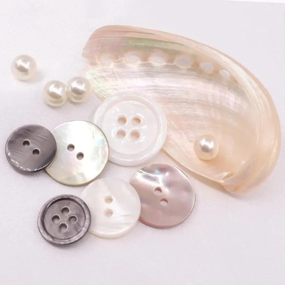 10Pcs Natural Mother of Pearl Shell Buttons, Round Decoration Shell Button for diy embellishments Clothing Sewing supplies