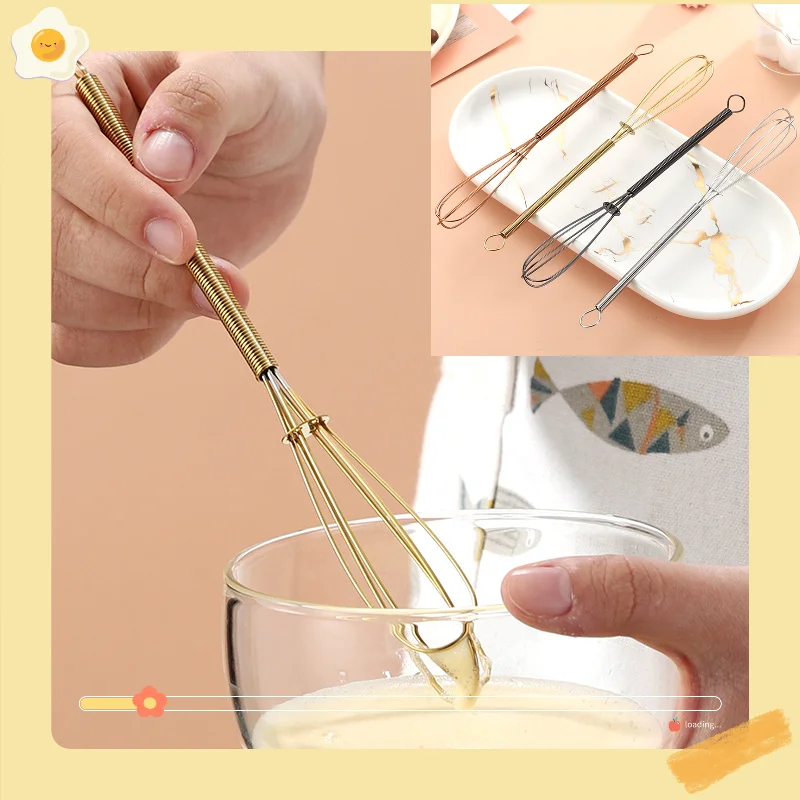 Mini Egg Beater Stiring Cream Whipper Steel Wire Hanging Storage Reinforcement Ring Small and Exquisite Kitchen Tools & Gadgets