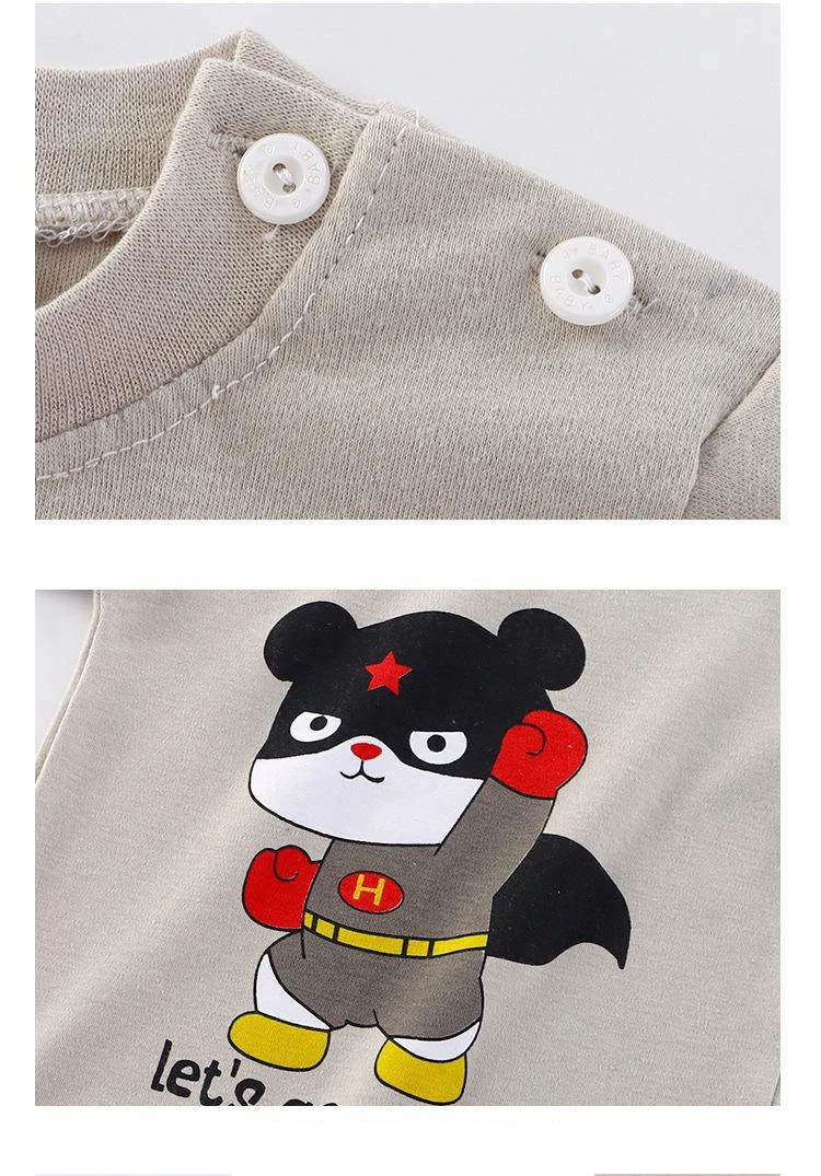Baby Mädchen Jungen Cartoon Unterwäsche Set Herbstkleidung Bedruckte Cartoon Kinder Hauskleidung Zweiteiliges Set Langarm-Pyjama – Detail 4