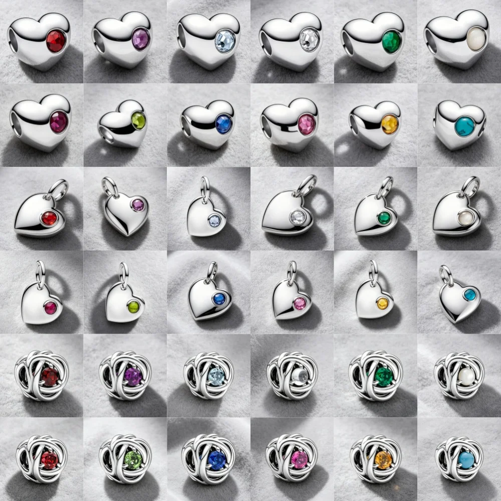 2026 New 925 Silver Birthday Month Commemoration Colorful Zircon Pendant Charm Bead Fit Original Bracelet Women DIY Gift Party