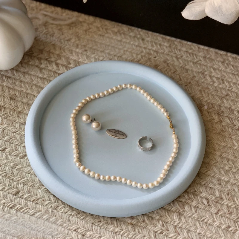 

PU Skin Blue Jewelry Tray Earrings Ring Jewellery Plate Necklaces Mannequin Display Shelf Jewelers Showcase Bracelet Trays