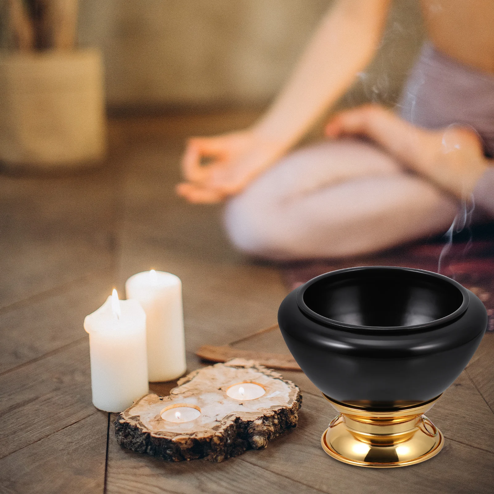 

Buddha Sound Bowl Ornaments Yoga Meditation Desktop Home Decor Practical Singing Tibetan Holder Iron