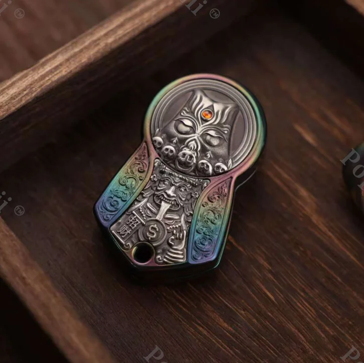 Chimago Mokume EDC Mechanische Push Slider Vier Magnetische Reliëf Patches Fidget Speelgoed Angst Speelgoed Volwassenen Vinger Spinners