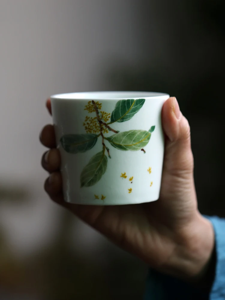 

Hand-Painted Ceramic Tea Cup Jingdezhen Porcelain Underglaze Floral Design Artistic Retro Dinnerware for Men And Women