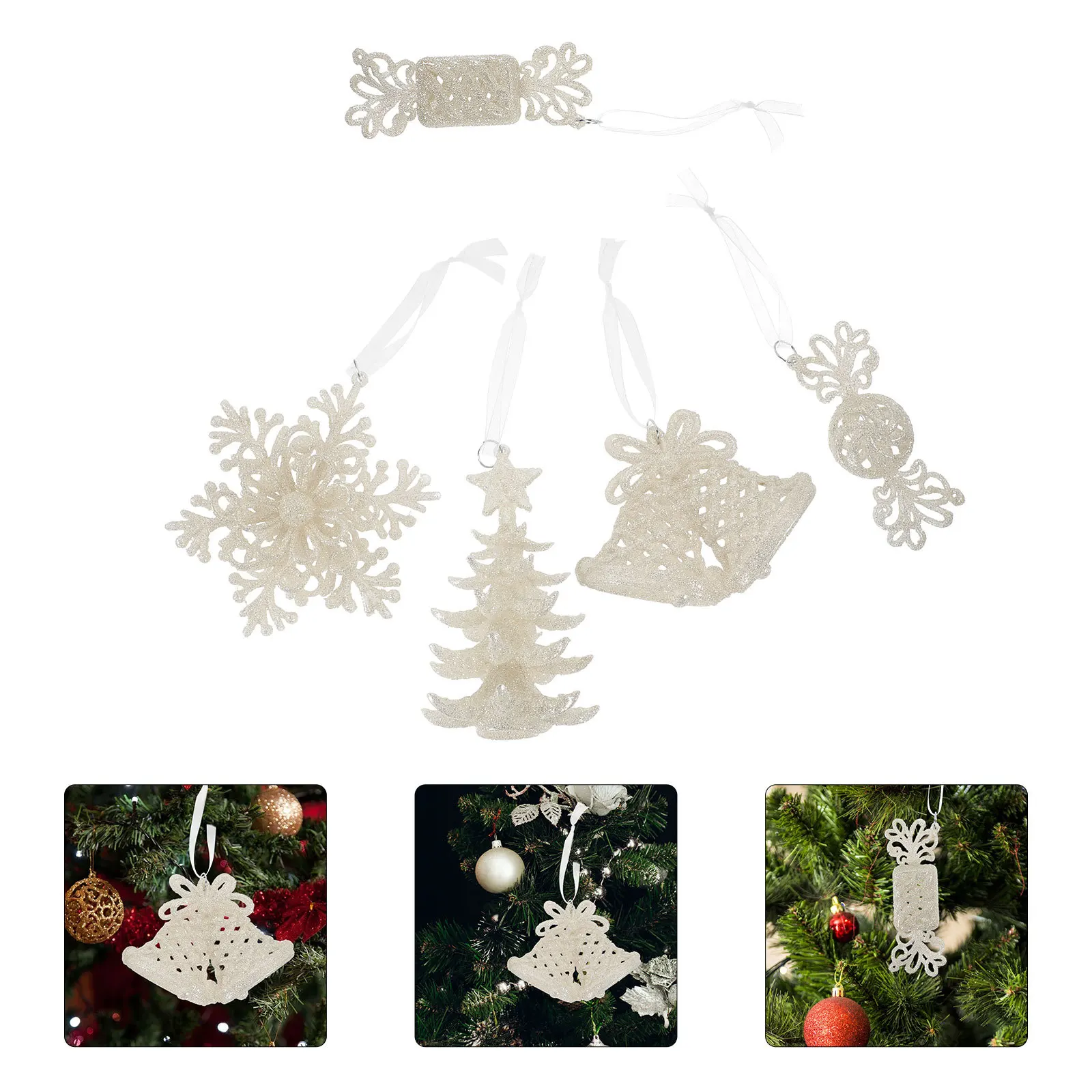 

5Pcs Christmas Tree Hanging Ornament Acrylic Christmas Decorations Xmas Tree Pendant Festive Holiday Hanging Decor Decorative