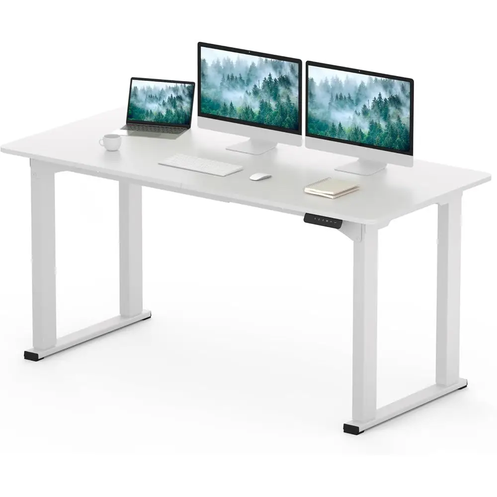 

Электрический регулируемый по высоте стол для работы стоя, 4-ножная конструкция с памятью настроек, 63x28, белый, для домашнего офиса