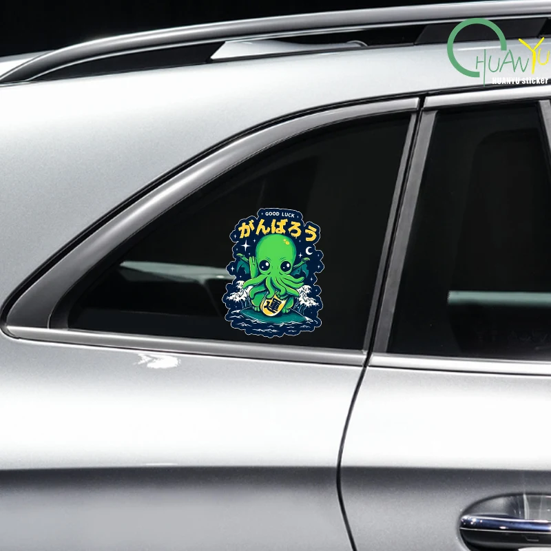 Good Luck Cthulhu Car Sticker Cartoon Chibi Monster Decal JDM Rear Windshield Trunk Decoration