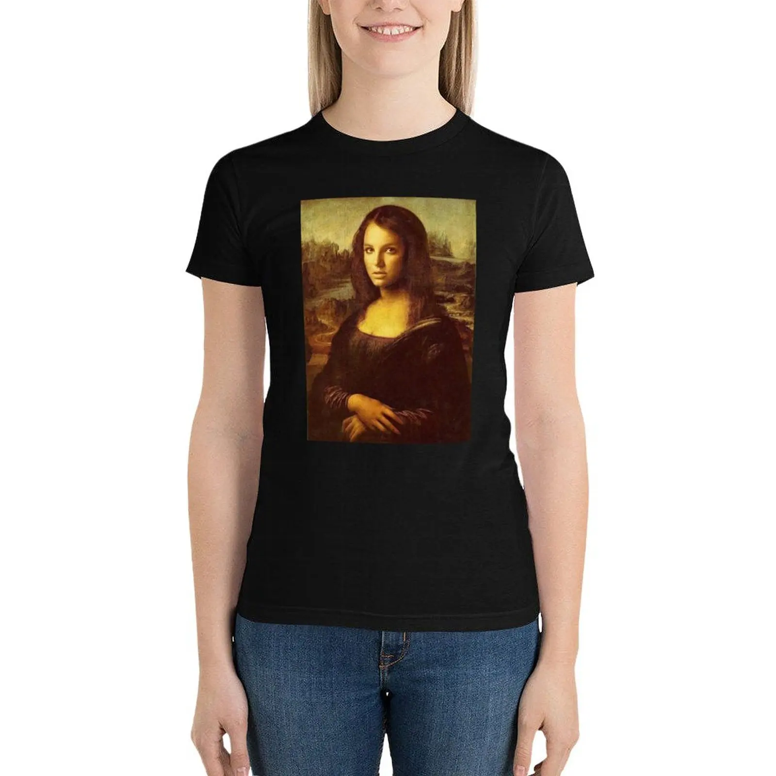 

Britney Mona Lisa spears T-Shirt Female clothing shirts graphic tees tops Women's clothing