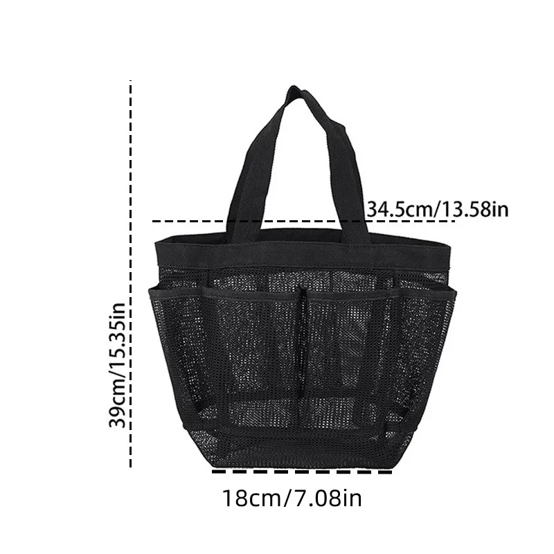 1pc Bath Basket Black Tote Mesh Beach Bag