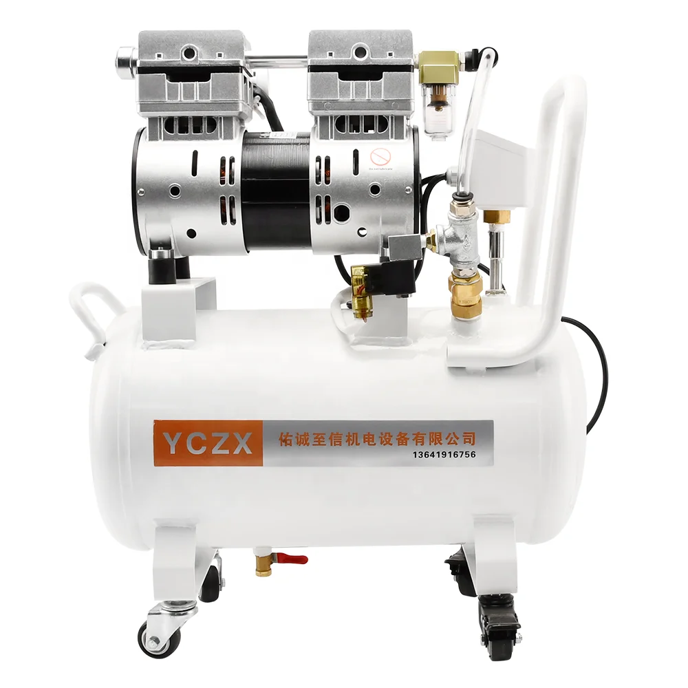 Wysokociśnieniowa 120 l/min 98 kPa 220 V 600 W dwustopniowy zestaw tłokowych pompy próżniowej bezolejowa ze zbiornikiem magazynującym powietrze 20 l niestandardowe wsparcie ODM
