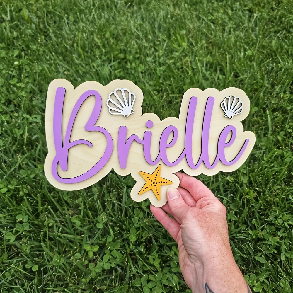 A personalized ocean-themed wooden doorplate, custom wooden plaque logo, name custom plate, multi-scene decoration, perfect cust