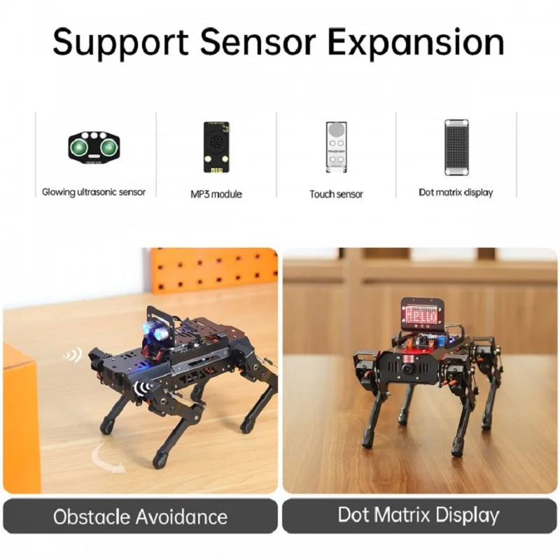 Thanksbuyer NOVO Kit Padrão PuppyPi Robô AI Robô Quadrupede ROS Cão Robô Open Source com Visão AI Câmera de 1MP