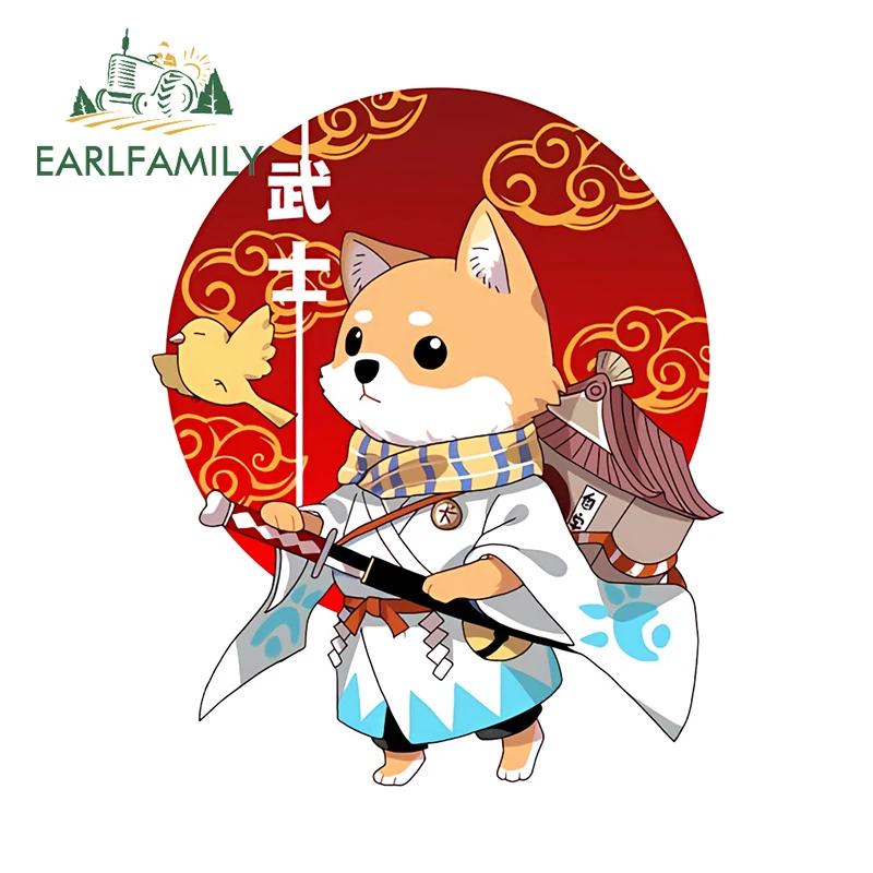 

EARLFAMILY 13cm × 10.7cm Calm Shiba Samurai Car Stickers Artistic Decoration Accessories Scratch-Proof Car Gadget