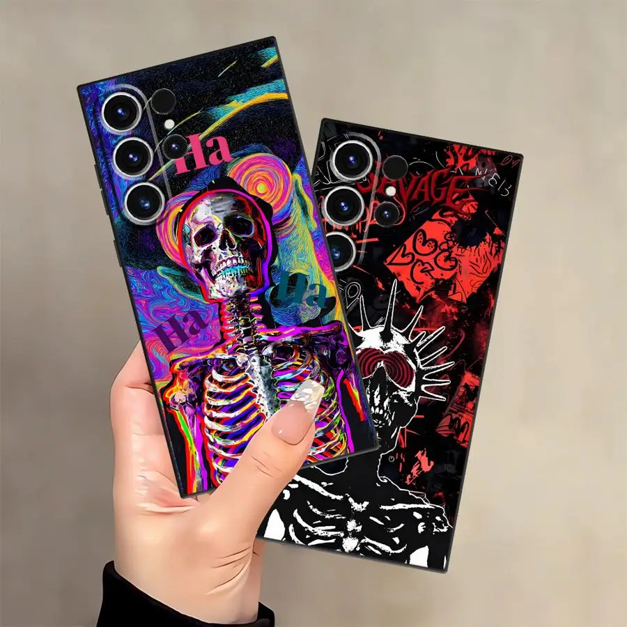 Strange Skeleton Case for Samsung Galaxy S23 Ultra S25 Edge S21 FE Note 8 9 10 20 S26 S20 S9 S10 S24 Plus Soft Phone Cover