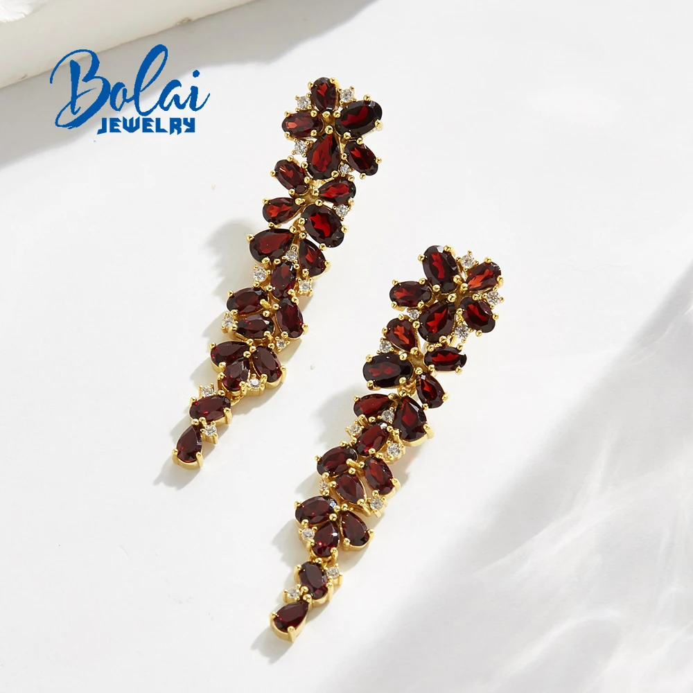 

Женские длинные серьги из стерлингового серебра 925 пробы, натуральный гранат Мозамбика, дизайн в форме листа, изысканные украшения для одежды на день рождения