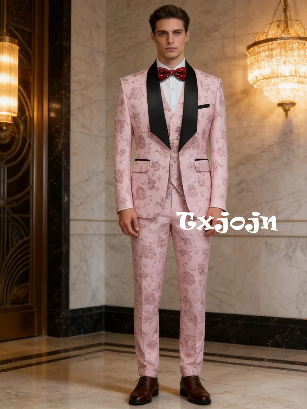 

Luxurious Patterned Suit Set 3 Pieces For Men High Quality Man Suits Wedding Groom Sets Plus Size Long Sleeved Tuxedo On Sale