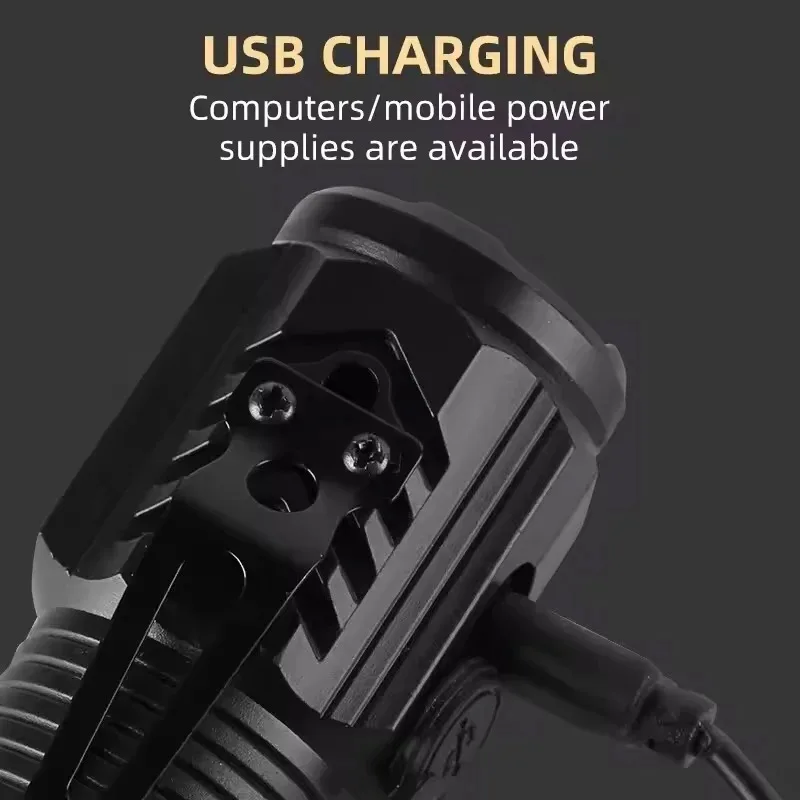 10000 Lumen Zoomable LED Flashlight USB Rechargeable Magnetic Base 3 LED Mini Tactical Torch Waterproof Portable Hand Lamp