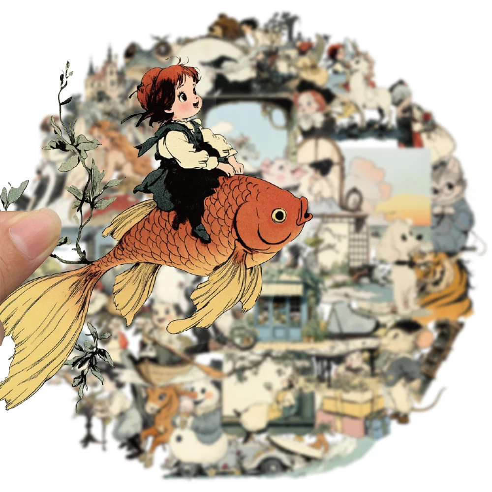 50PCS Children's Fun Manga Graffiti Stickers Handbooks DIY Luggage Notebooks Motorcycles PET Waterproof Stickers