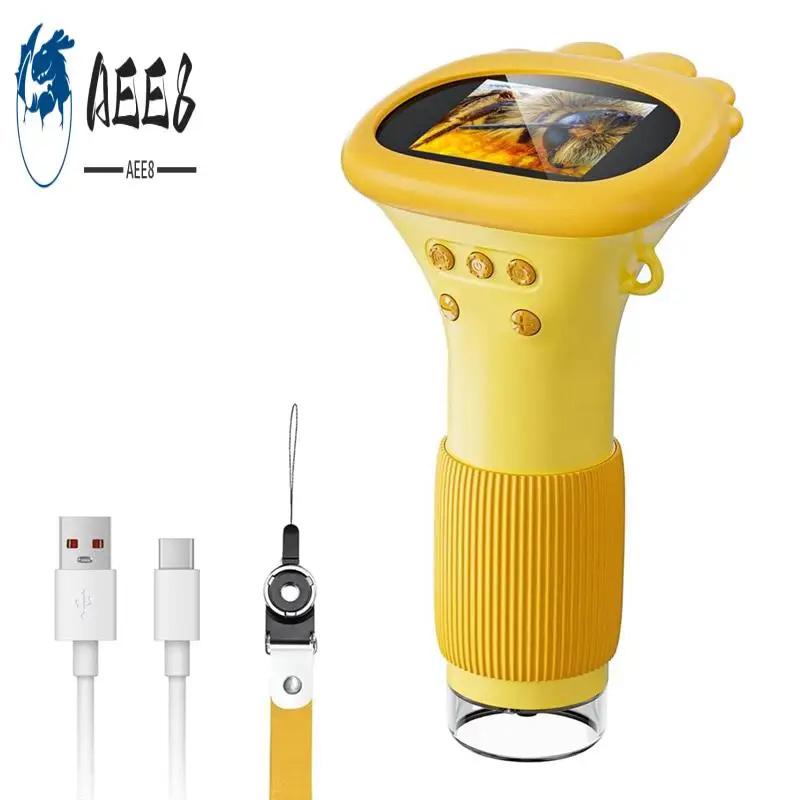 AEE8-Kids Microscope, 1000X Handheld Digital Microscope HD Portable Mini USB Microscope Camera Compatible With PC