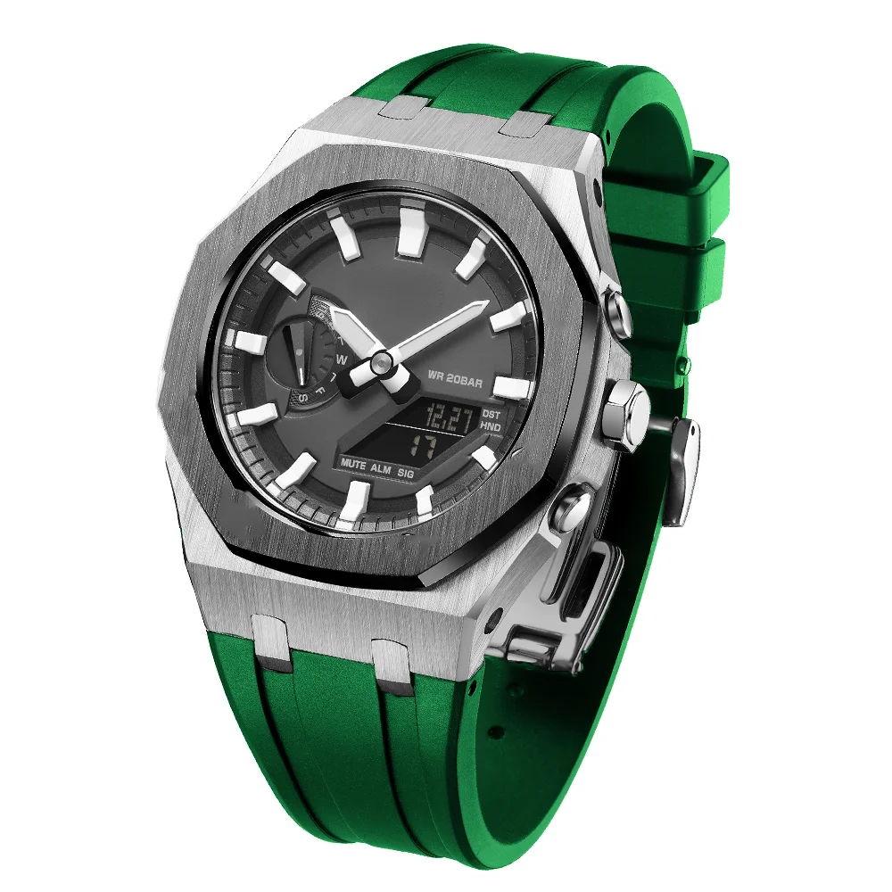 Gm2100 gen5 casisiesオークラバーストラップステンレス鋼メタルベゼル用オールインワン改造キットg-shock GM-2100アクセサリー用