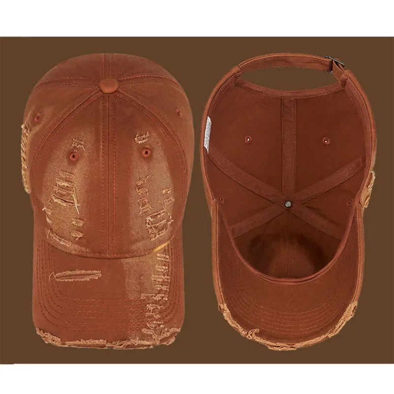 Waschbare Baumwolle Vintage Baseball Caps für Männer Persönlichkeit gebrochenes Loch Retro Hip Hop Party Hüte Golf Cap Damen Hut Snapback Cap