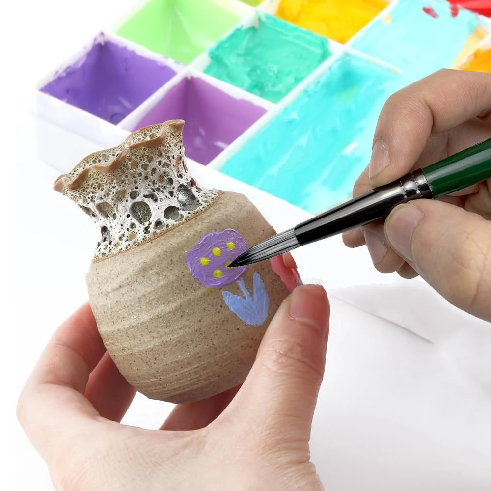 25pcs High-Quality Professional Artist Paint Brush Set - Various Shapes Including Round, Filbert, Flat & Angular for Oil, Acry