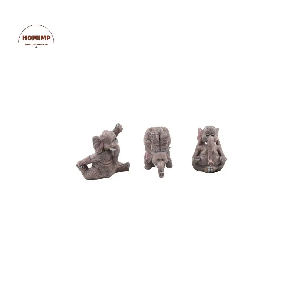 

3Pcs Waterproof Yoga Elephant Figurine Vivid Handmade Resin Elephant Statue Mini Cute Animals Sculpture Home Decoration