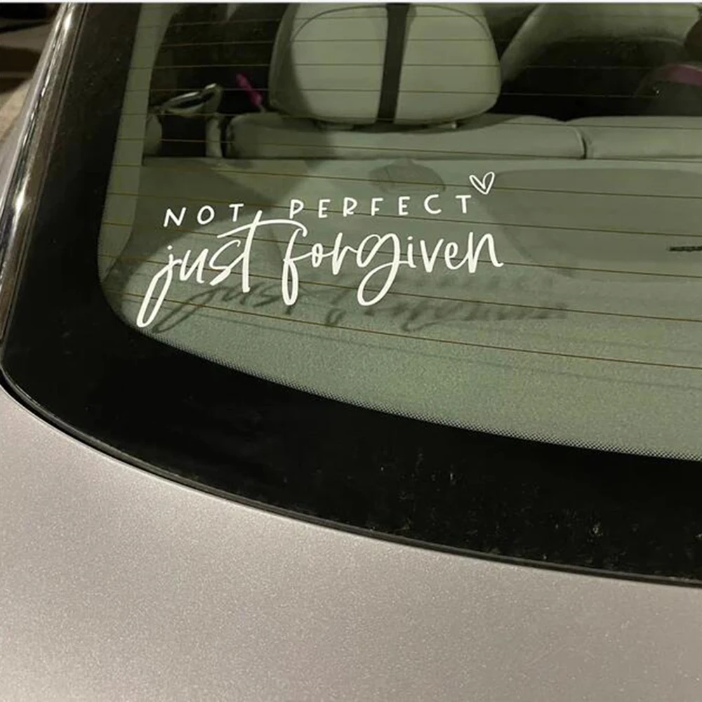 Not Perfect Just Forgiven Christian Car Sticker Faith Cross Jesus Inspirational Quote Auto Vehicle Decal Vinyl Windshield