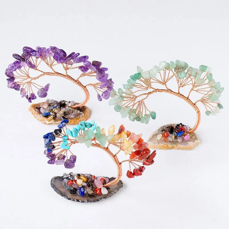 Natural Crystal Money Tree Feng Shui Decoration For Wealth And Luck Mineral Reiki Healing Ornaments Gift For Souvenir supplies