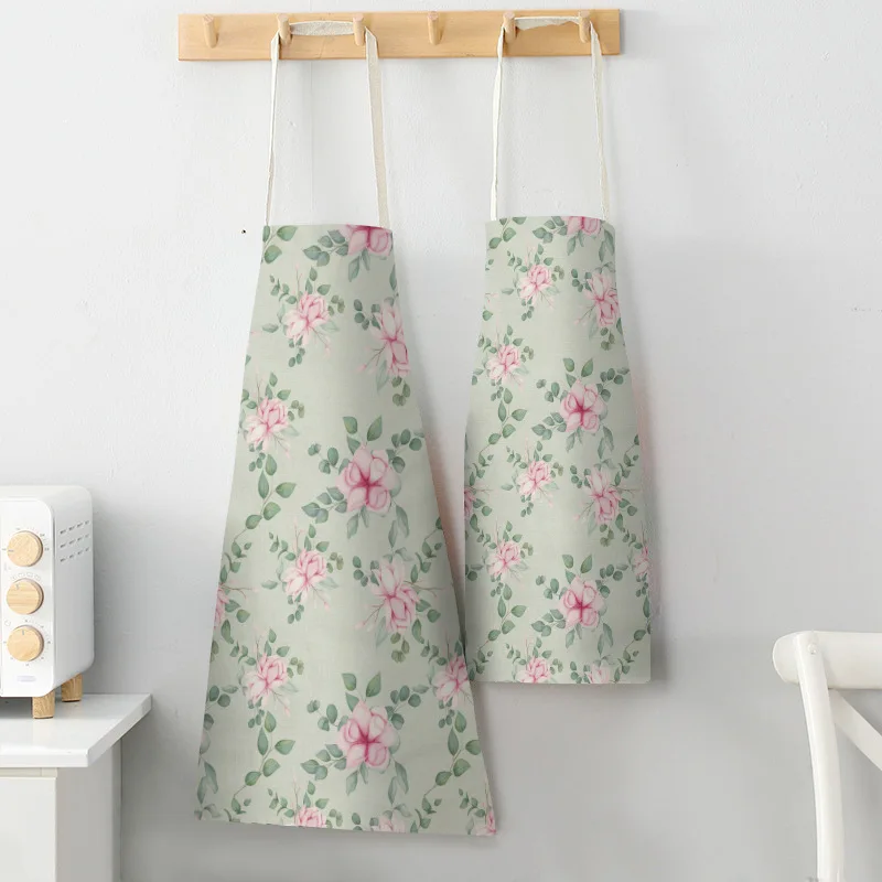 1Pcs Dark Floral Apron Waist Bib Women Aprons Vintage Plant Home Cooking Tool Pinafore Flower Child Waterproof Pinafore Delantal