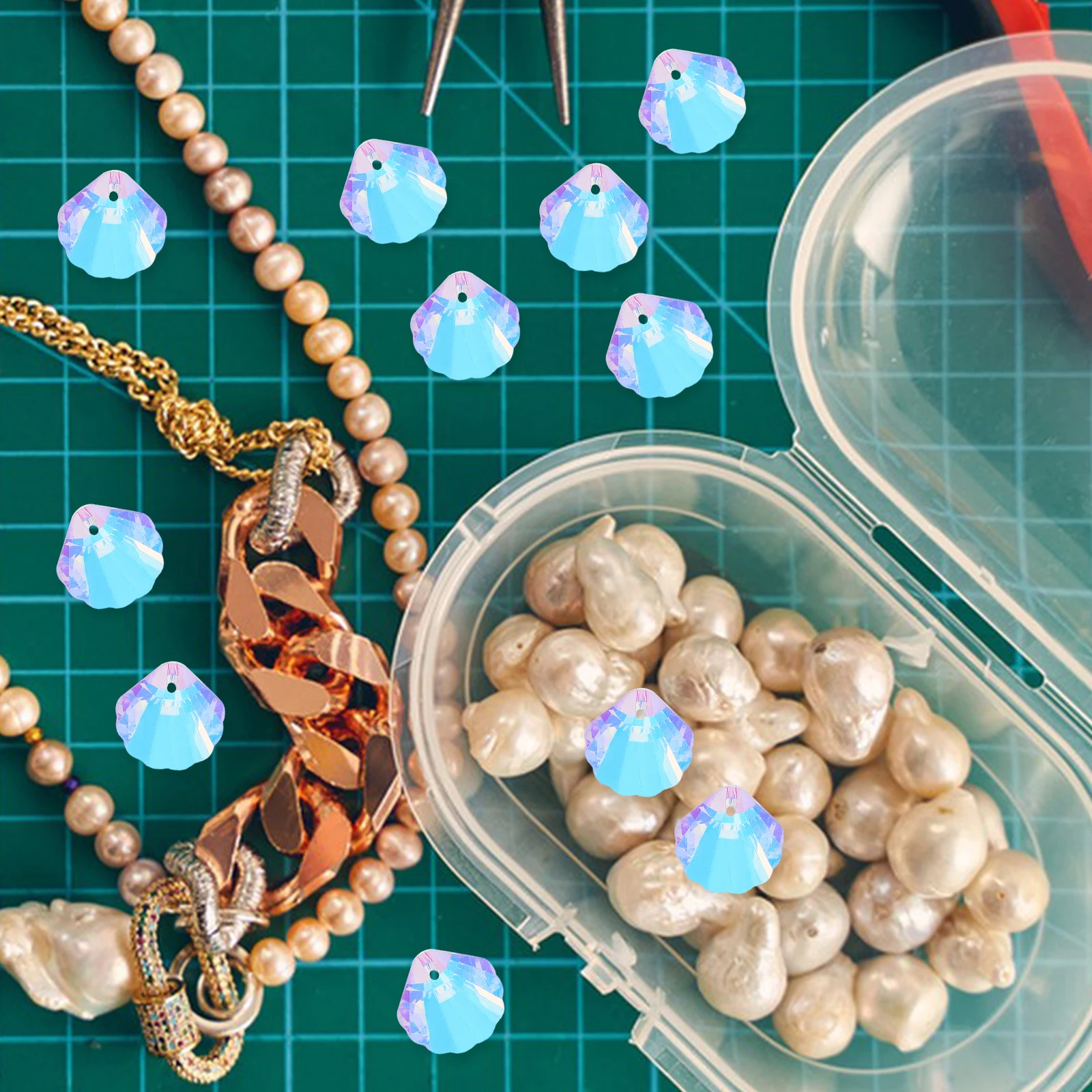 

50pcs Crystal Diy Jewelry Shell Charms With Holes Craft Supplies Small For Crafting Projects Valentines Day Seashell Charms Diy