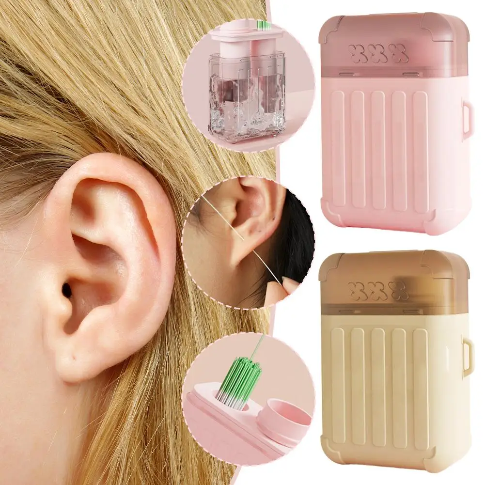 耳穴クリーニングラインソリューション使い捨てピアスイヤリング耳キット穴クリーナーイヤリングスケール除去クリーンケア液体ツール P4U2