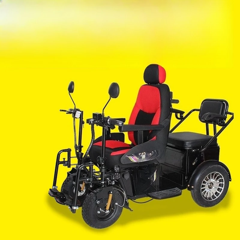 

Off-road electric wheelchair for the elderly and disabled four-wheel scooter for the elderly double with double handlebars