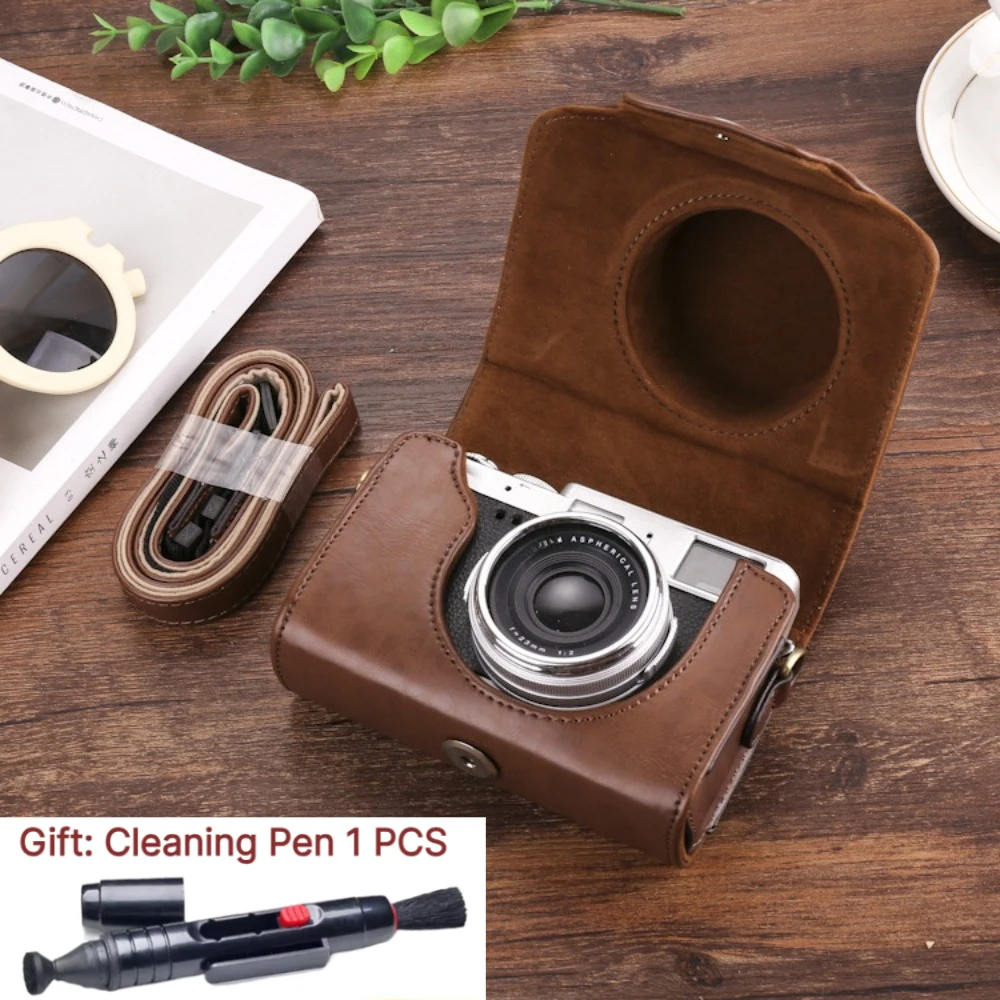 For Fuji X100V Camera Storage Bag Pouch Protector PU Leather Case For Nikon/Canon/ Panasonic GF9 lx100+ 1 PCS Free Cleaning Pen