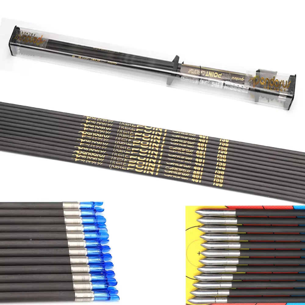 6/12Pcs 40-Ton Carbon Arrow Shaft ID3.2mm Spine350-1000 Straightness 0.001 for Archery Competition Shooting