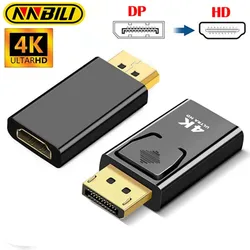 NNBILI 4K Display Port to HDMI-Compatible Adapter Male to Female DP to HDMI-Compatible Video Audio HD Cable for Laptop Projector