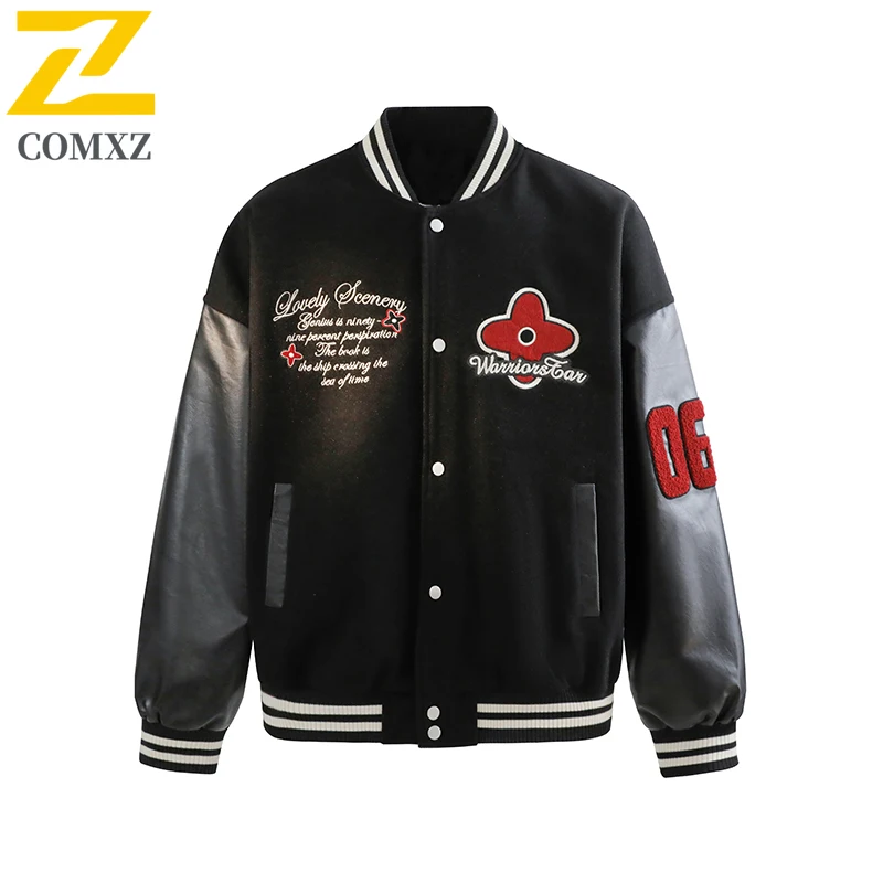 

Куртка для пар, осень 2024, новая американская ретро-вышитая удобная дышащая бейсбольная куртка, уличное повседневное свободное пальто на пуговицах